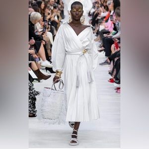 VALENTINO LEBLANC WHITE COTTON PLEATED SHIRT DRESS new with tag, bridal shower